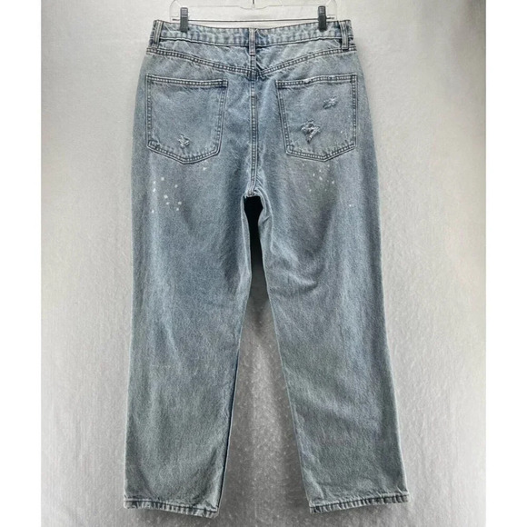 No Boundaries Jeans Womens 33 x 27 Mom High Waist Distressed Light Washed Blue - Picture 2 of 9